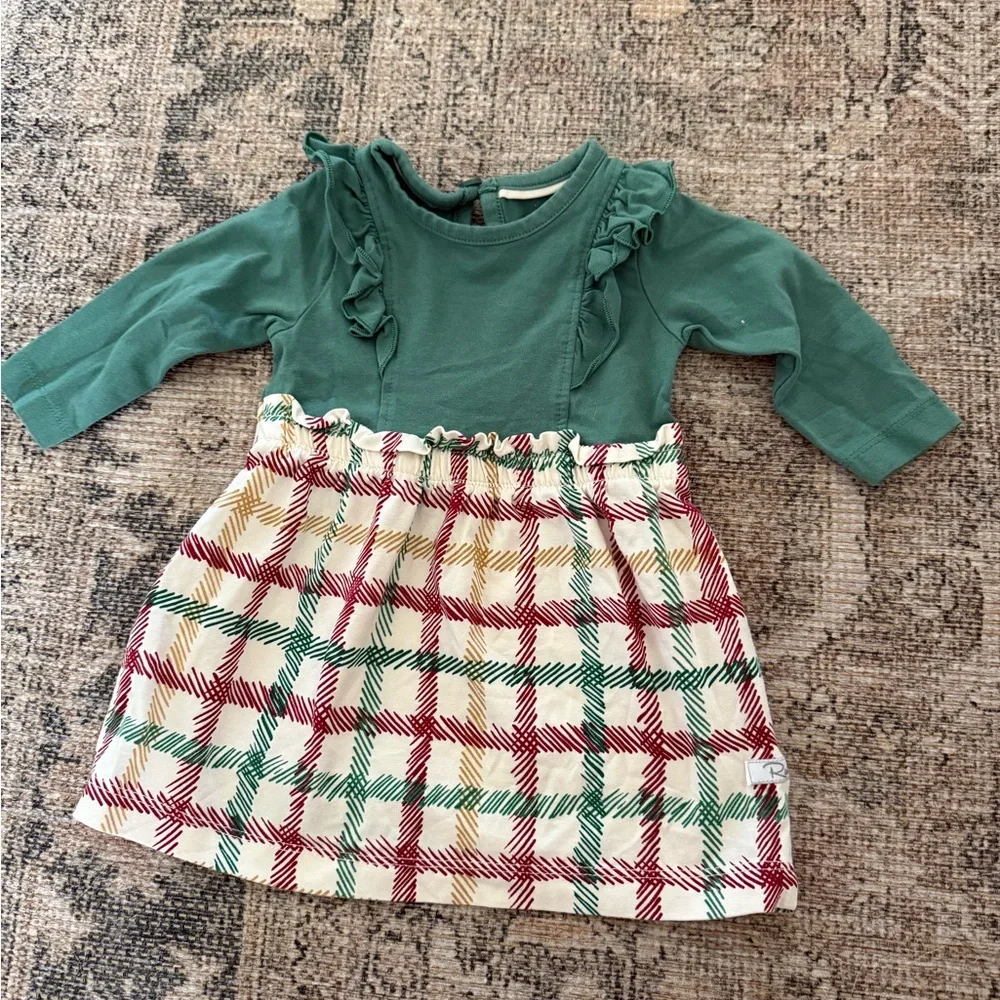 RUFFLEBUTTS baby Girl's Spruce & Tinsel Plaid Dress - Picture 2 of 7